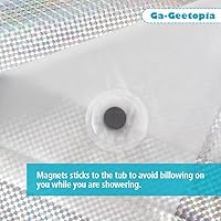 Vista 7 de Ga-Geetopia Holographic 3D EVA Shower Curtain Liner Ice Cube, 72x72 Medium Weight Clear Plastic Bathroom Shower Curtain with Rustproof Metal