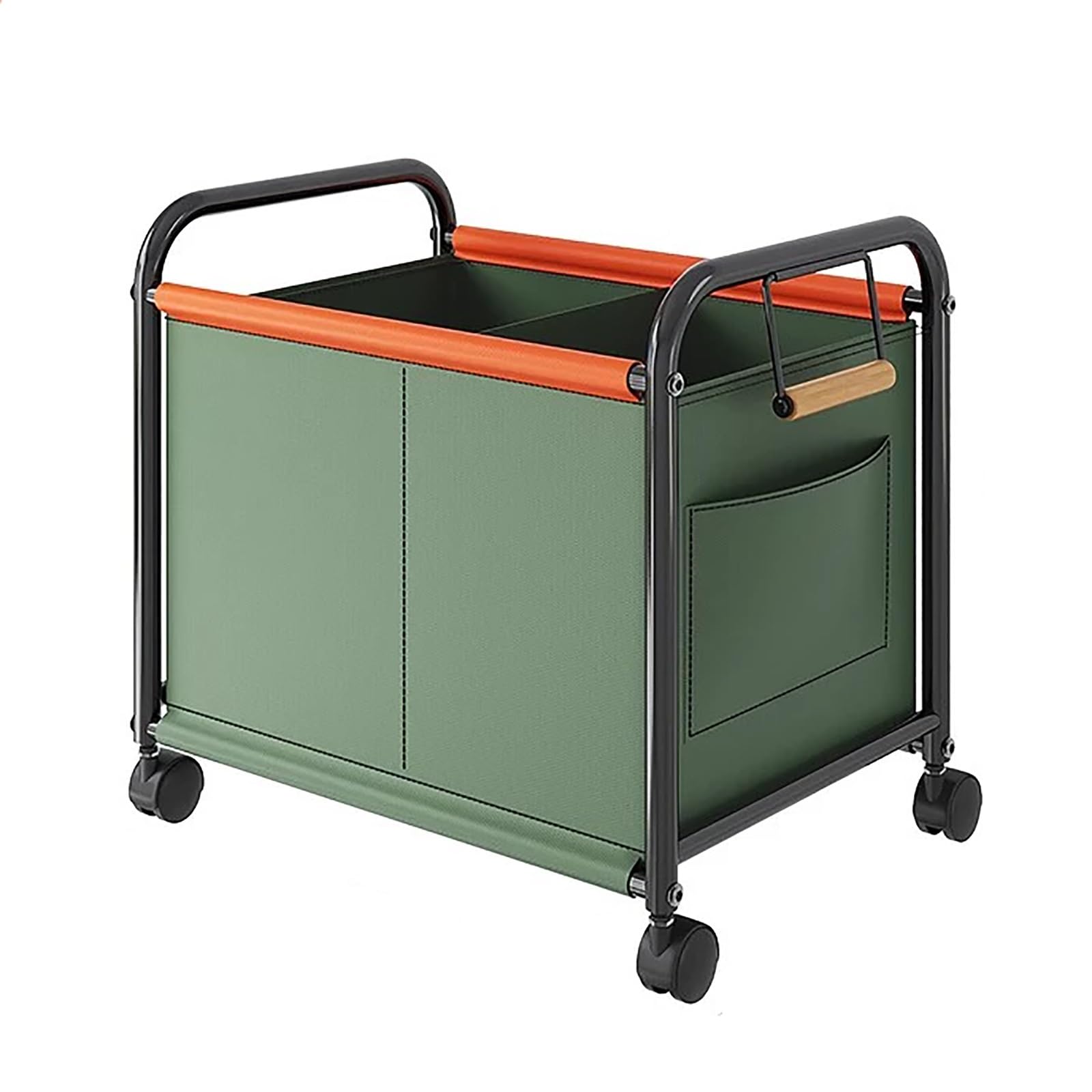 Carrello portabiancheria con design divisorio e borsa in tessuto Oxford, piccolo carrello commerciale per lavanderia con ruote (verde)