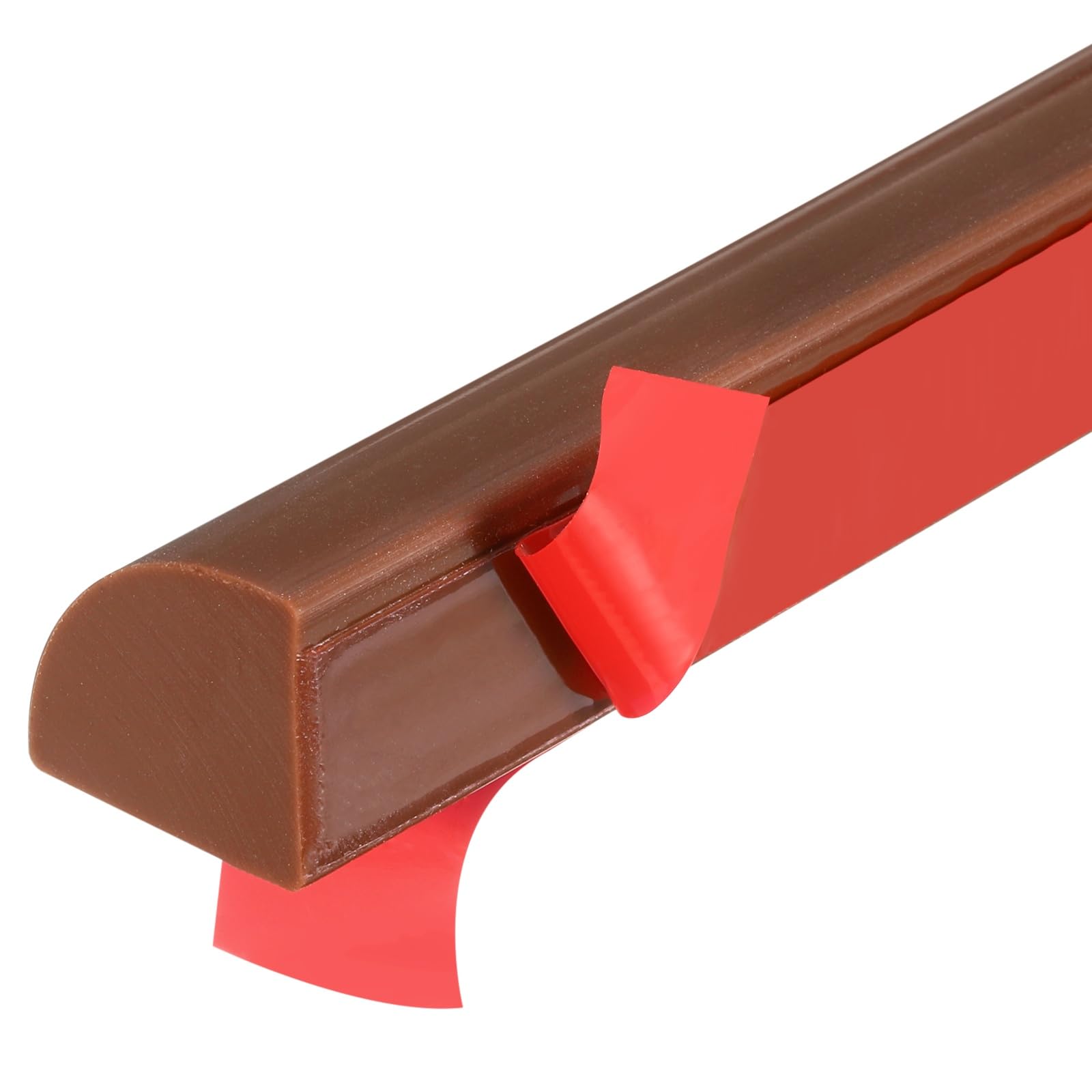sourcing map 98 Inch Flexible Quarter Round Molding, Flexible Molding Trim, Double-Sided Silicone Peel and Stick Trim Self-Adhesive Shower Water Barrier for Floor Corner, Tub, Brown