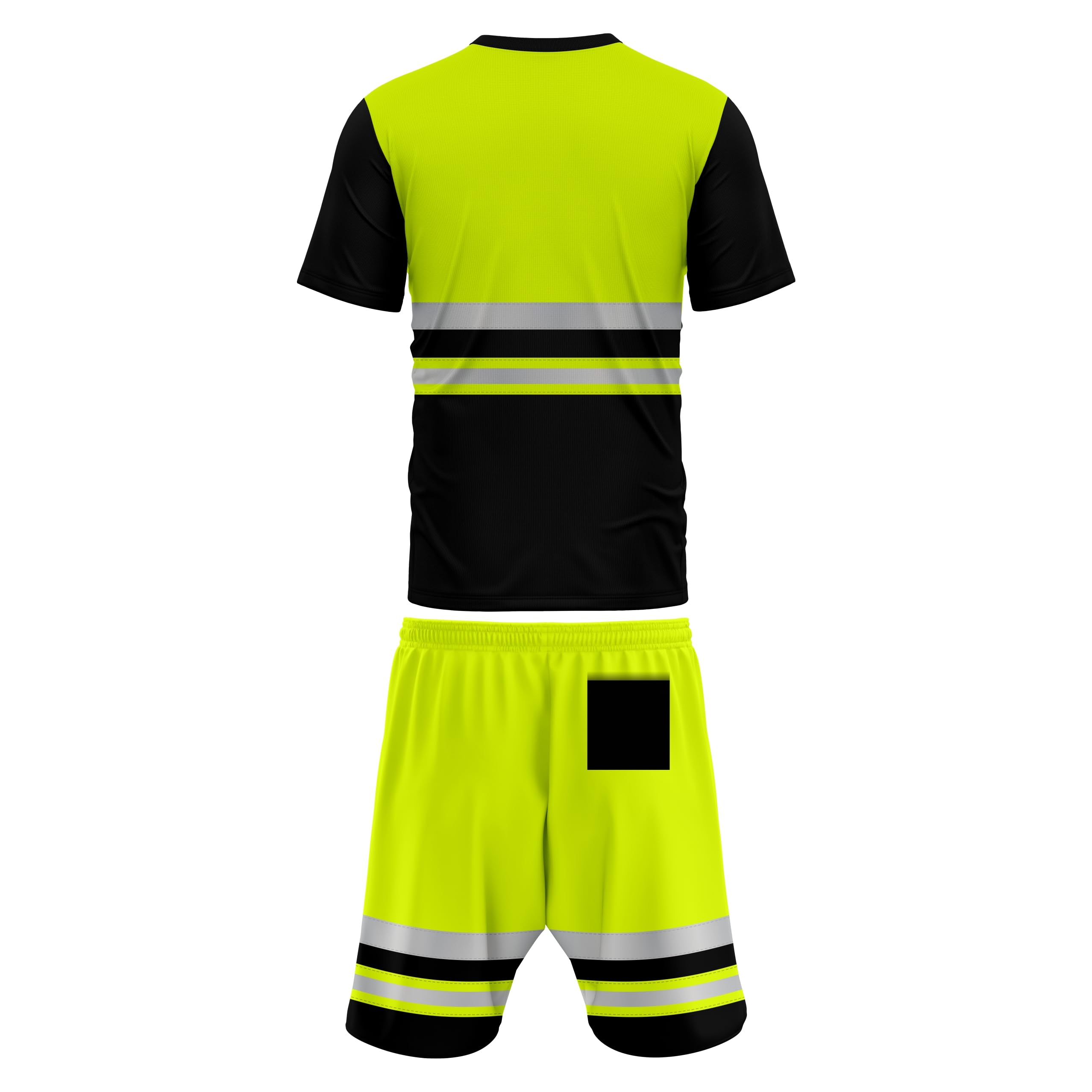 mymixtrendz Survêtement réfléchissant haute visibilité à manches courtes pour homme avec cordon de serrage et poches latérales sur la poitrine sur le devant - 2 pièces S/2XL
