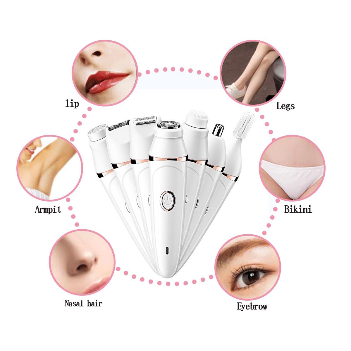 Depilazione Viso - Pluxyepil PRO 3.0, Spazzola epilatoria e detergente Ricaricabile 7 in 1, epilatore Viso for Donne Che godono di Un Viso Liscio