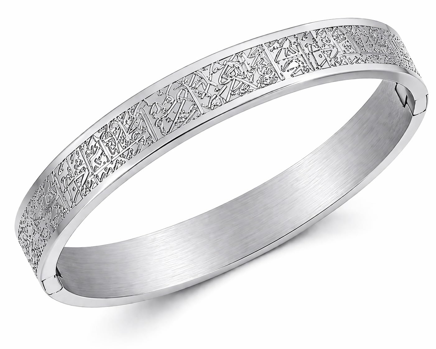 Premium Ayatul Kursi Silver Finish Arabic Calligraphy Kada Bracelet For Men & Women-image-39