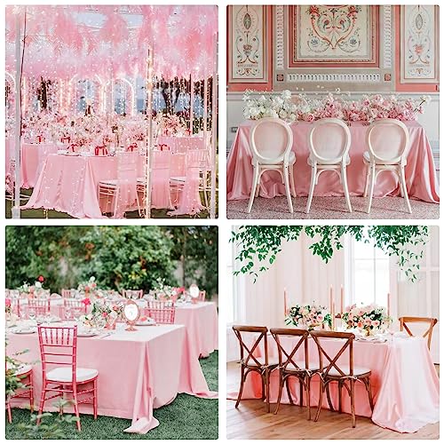 Image of 4 Pack Rectangle Tablecloth 90x132Inch Pink Washable Polyester Table Cover for Wedding Dining Table Buffet Parties Banquet Decoration(Pink)