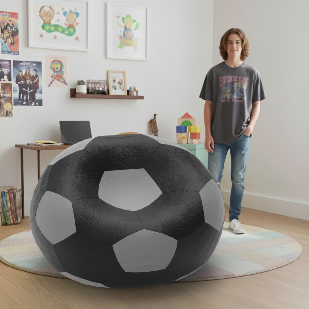 Bean Bag Chair Cover | Size: 1XL | Color: Black Light-Grey | Without Beans | Premium Leatherette Cover (CMF 1540)-image-24