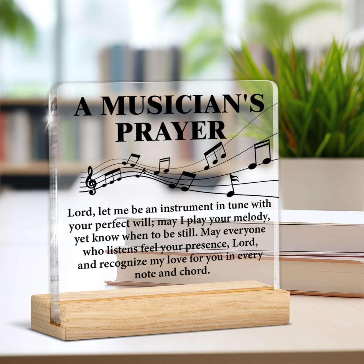 Musical Gifts for Men Women, Birthday Graduation Gifts for Music Lover Musicians Music Teacher, Musicians Prayer Clear Acrylic Desk Decorative Sign Home Office Decor