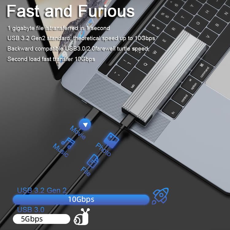 Carcasa externa para SSD M.2 NVMe NGFF USB C 3.2 Gen2 miniatura 4