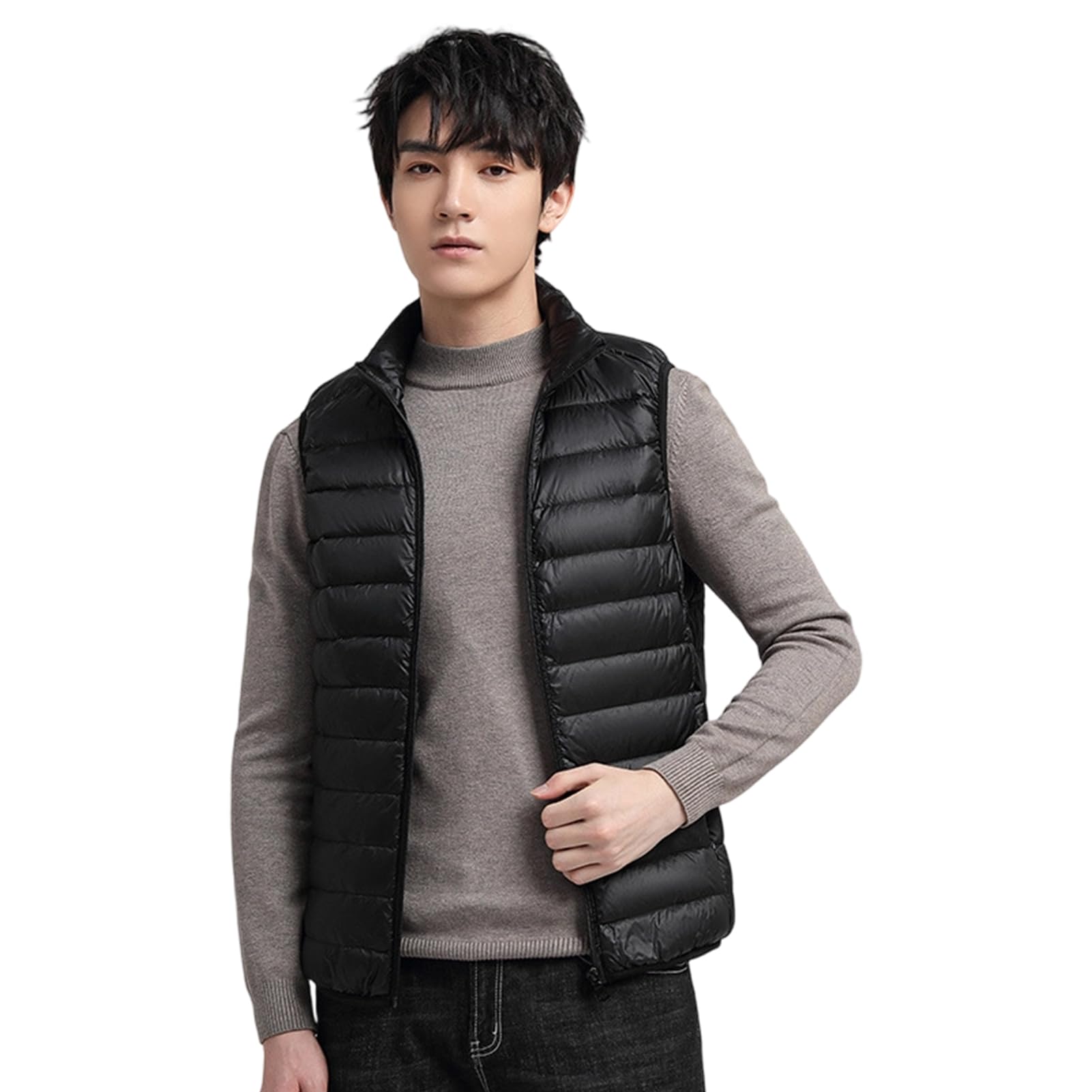 【1,580円】 Tumao メンズ ダックダウン使用 超軽量 収納袋付き ポケッタブル ダウンベスト