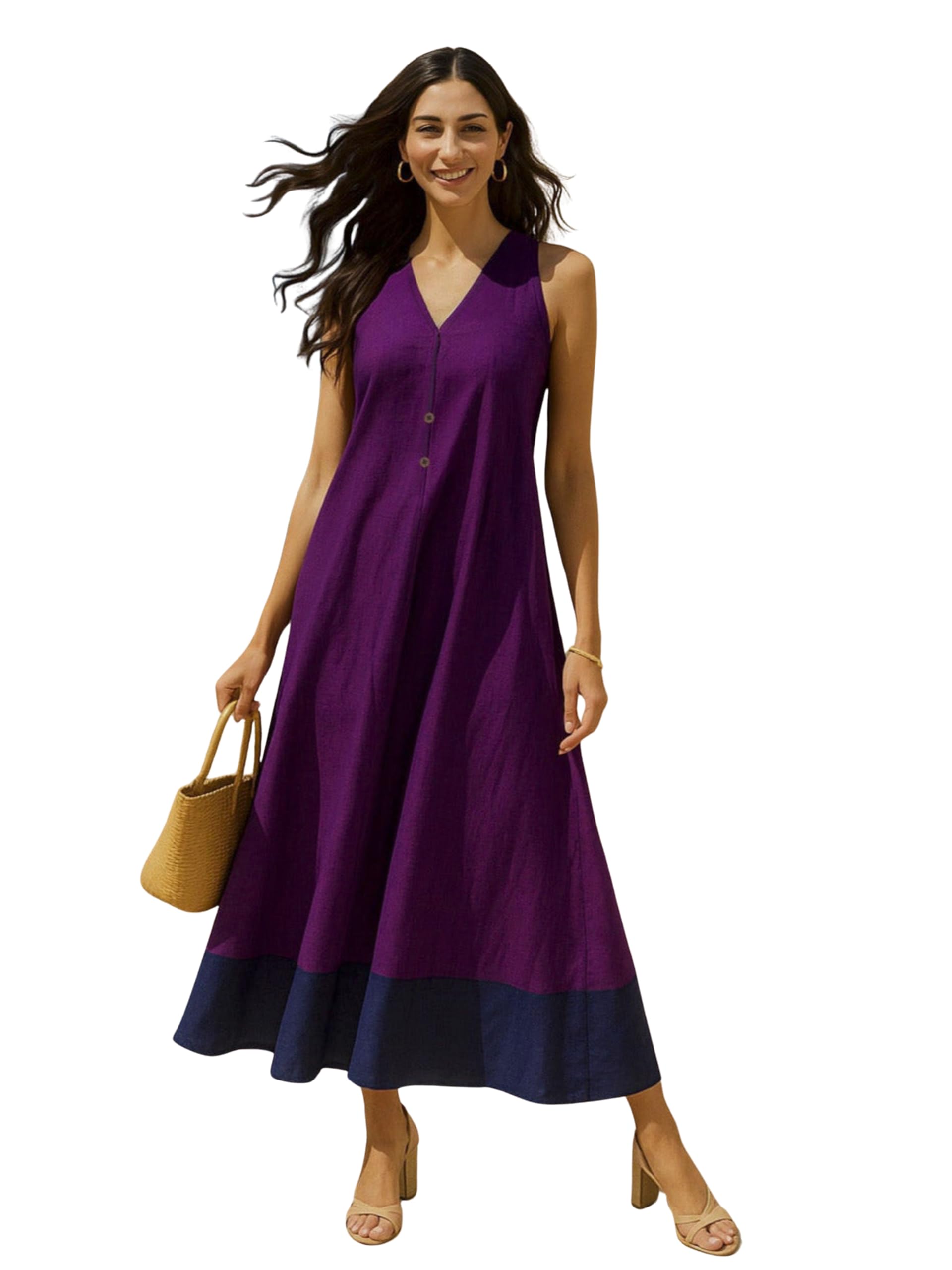 royal export Women's Purple Cotton Blend Solid Dress for Woman Long Gown Dress for Women | Maxi Dress for Women-picture-35