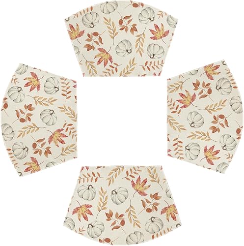 Miniatura 14 de Artoid Mode Juego de 6 manteles individuales de otoño con hojas de arce azul, 12 x 18 pulgadas, manteles individuales de otoño para decoración