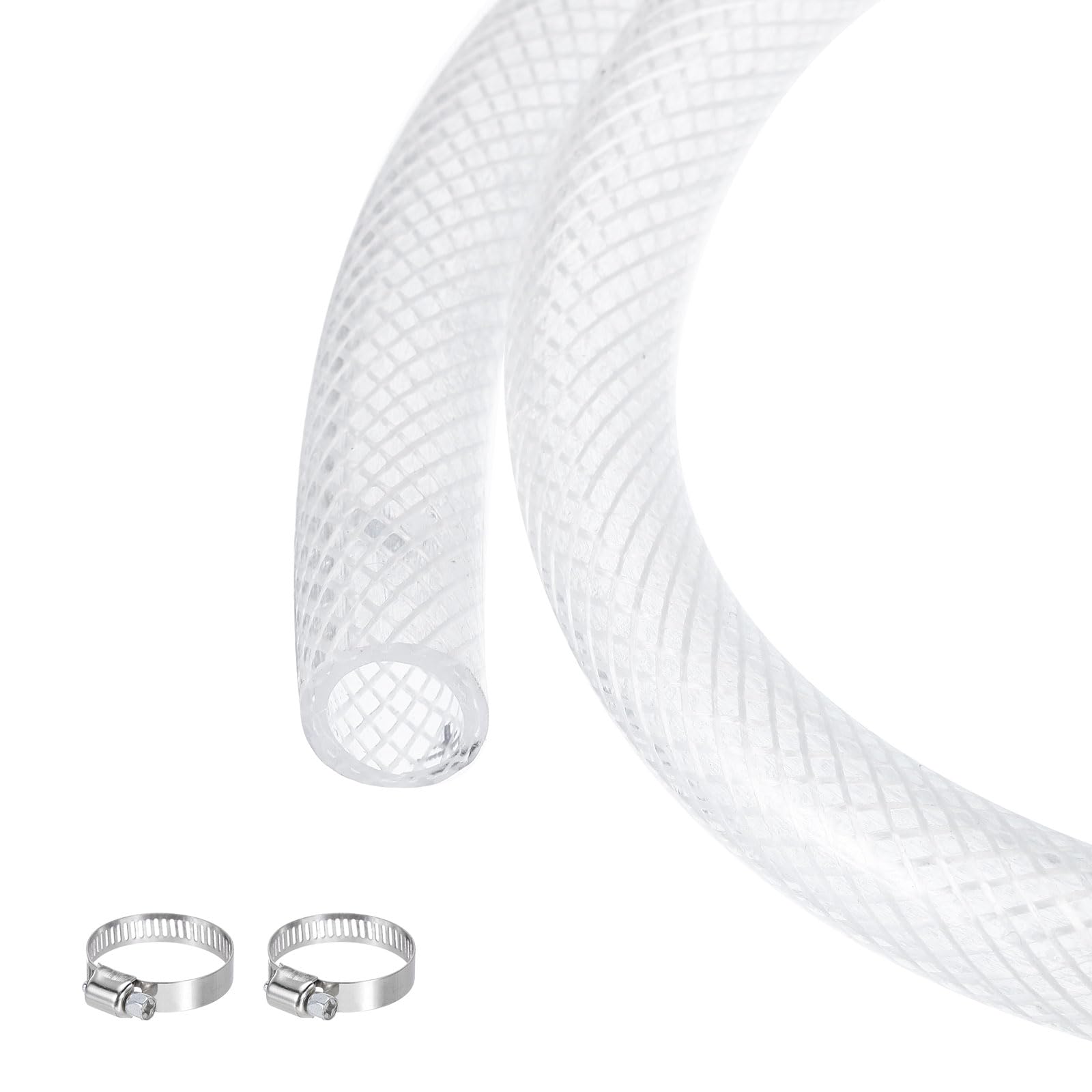 MECCANIXITY Braided Clear PVC Vinyl Tubing 1/2" ID 5/8" OD PVC Tube High Pressure Water Hose 10ft for Industrial Tubing, Pump, 12.7mm x 15.9mm, with