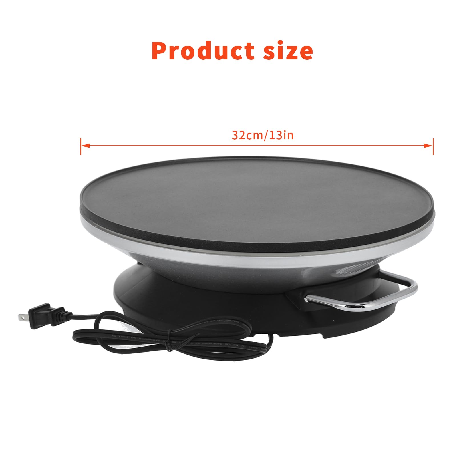 Máquina eléctrica de crepas de 13 pulgadas, máquina redonda de 1000 W, máquina para hacer crepas de acero inoxidable con 3 perillas de control de temperatura, calentamiento rápido, multifunción para 6