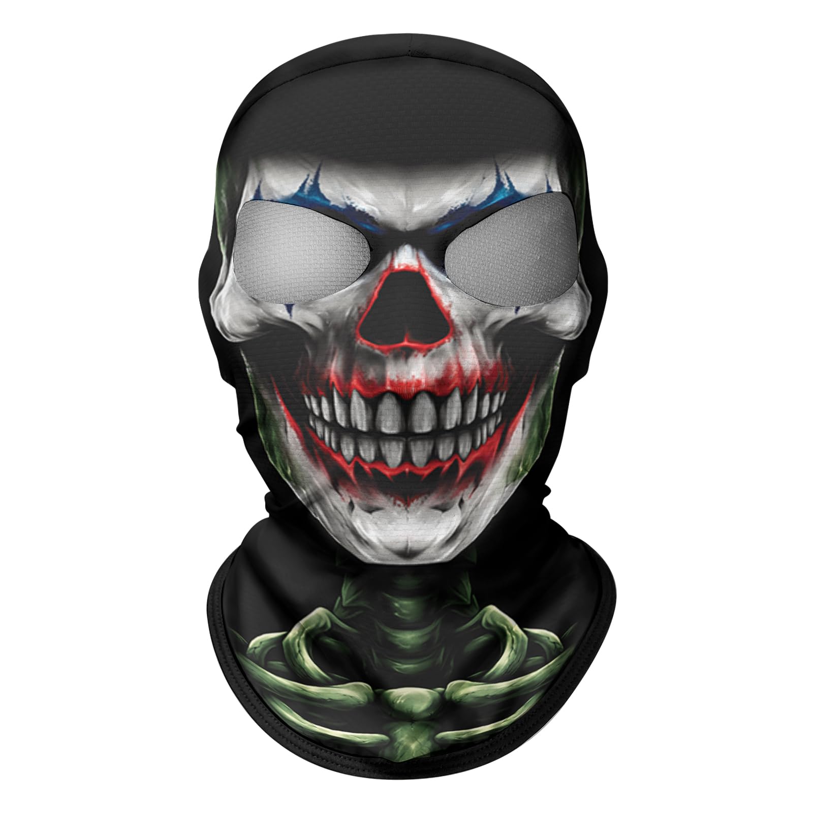 Passamontagna a Due Fori 3D Teschio Unisex per Moto Sport Halloween Carnevale