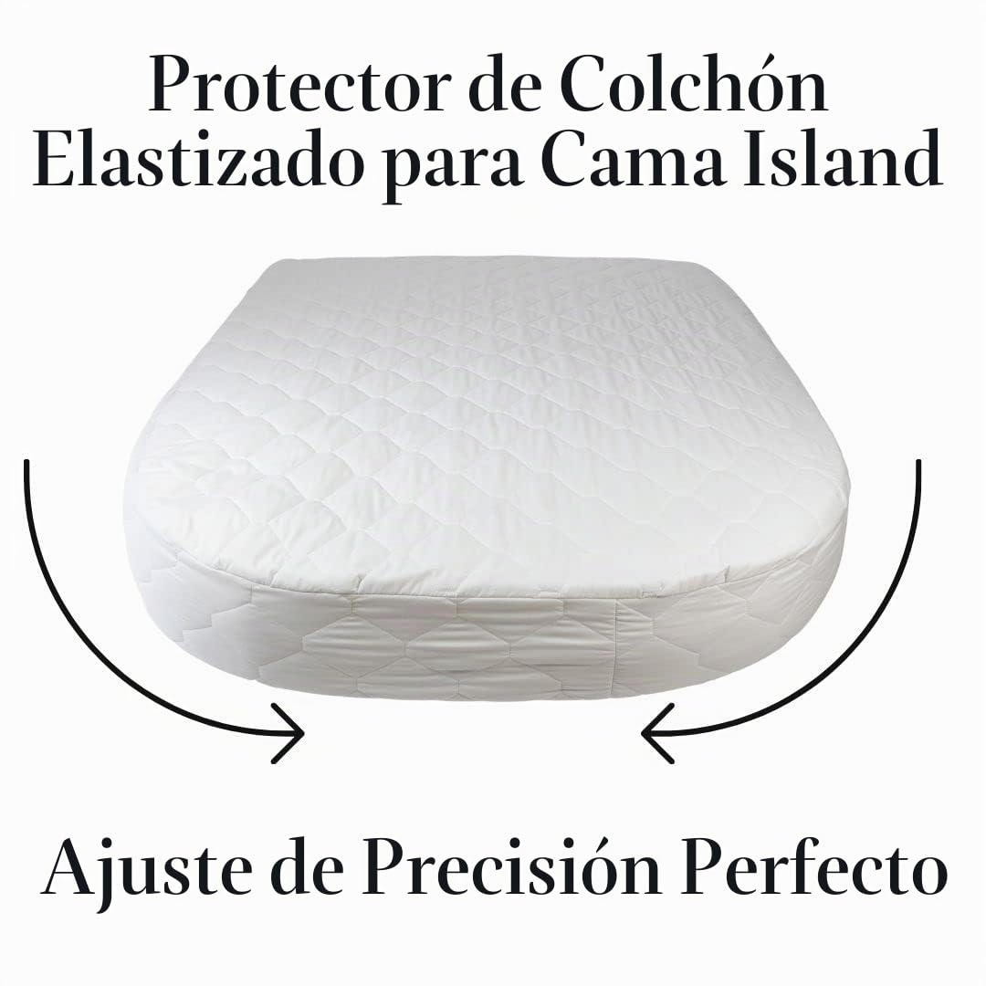 Jonic Essentials - Protector de colchón para autocaravana o caravana, cama con forma de isla, polialgodón acolchado de lujo, elástico en todo el mundo, fabricado en Reino Unido (137/190/30 cm), color