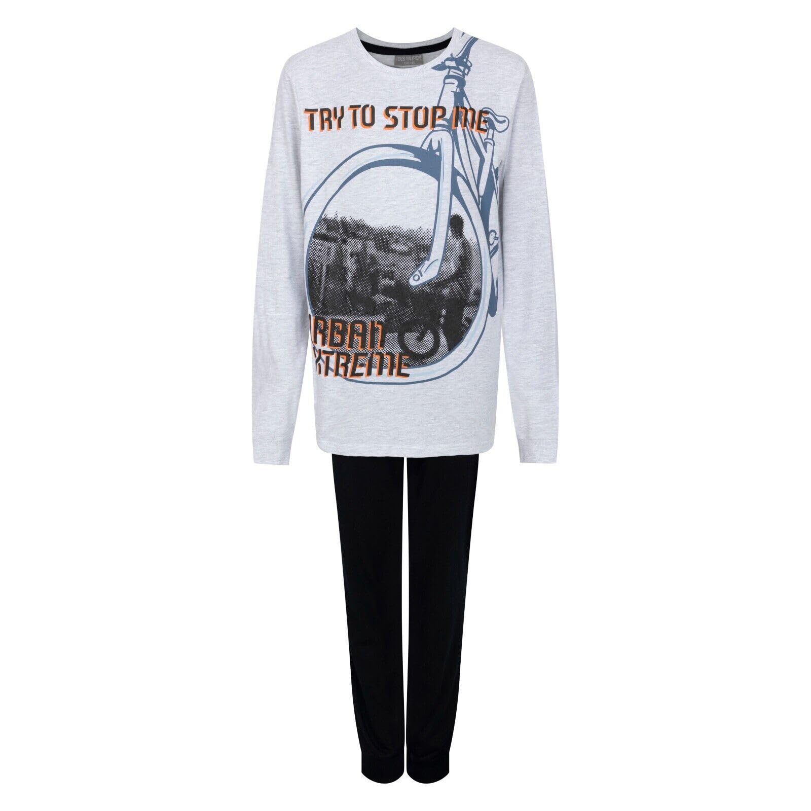 Ex UK Store Boys Pyjamas Character Long Sleeve Long Leg PJ Sets Single Set & 2 Pack New (URBEX Grey 13-14Y)