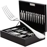 WOLFF Faqueiro de Aço Inox Avalon 130 Peças Sem Estojo - Serve 12 Pessoas - Jogos de Talheres - Mesa Posta - Utensílios de Cozinha, Enxoval, Casamento, Decoração