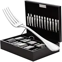 WOLFF Faqueiro de Aço Inox Avalon 130 Peças Sem Estojo - Serve 12 Pessoas - Jogos de Talheres - Mesa Posta - Utensílios de Cozinha, Enxoval, Casamento, Decoração