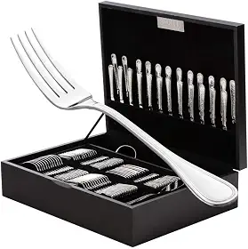 WOLFF Faqueiro de Aço Inox Avalon 130 Peças Sem Estojo - Serve 12 Pessoas - Jogos de Talheres - Mesa Posta - Utensílios de Cozinha, Enxoval, Casamento, Decoração