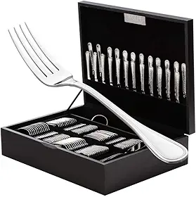 WOLFF Faqueiro de Aço Inox Avalon 130 Peças Sem Estojo - Serve 12 Pessoas - Jogos de Talheres - Mesa Posta - Utensílios de Cozinha, Enxoval, Casamento, Decoração