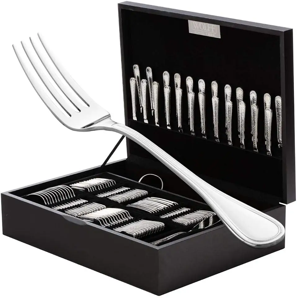 WOLFF Faqueiro de Aço Inox Avalon 130 Peças Sem Estojo - Serve 12 Pessoas - Jogos de Talheres - Mesa Posta - Utensílios de Cozinha, Enxoval, Casamento, Decoração