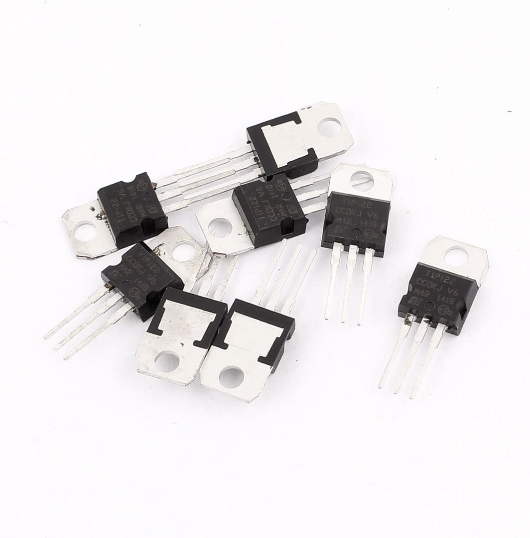 Aexit 8 Pcs Transistors 100V 8A 3 Pin Terminals TIP122 NPN