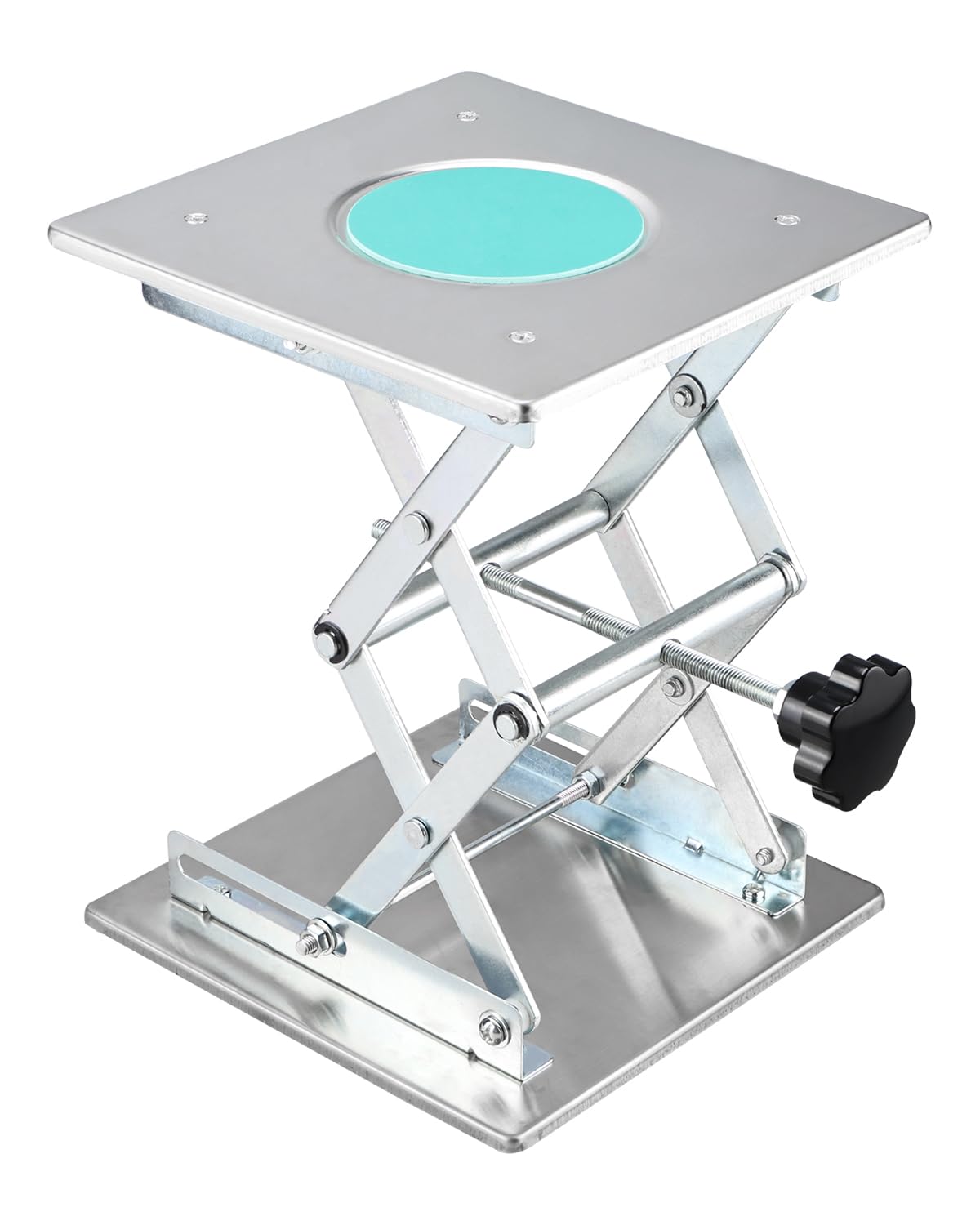 BOOMSTART Table élévatrice de laboratoire en acier inoxydable - Plateforme de levage de laboratoire - 200 x 200 mm - Support - Cric à ciseaux de laboratoire - Commande manuelle pour laboratoire - Cric