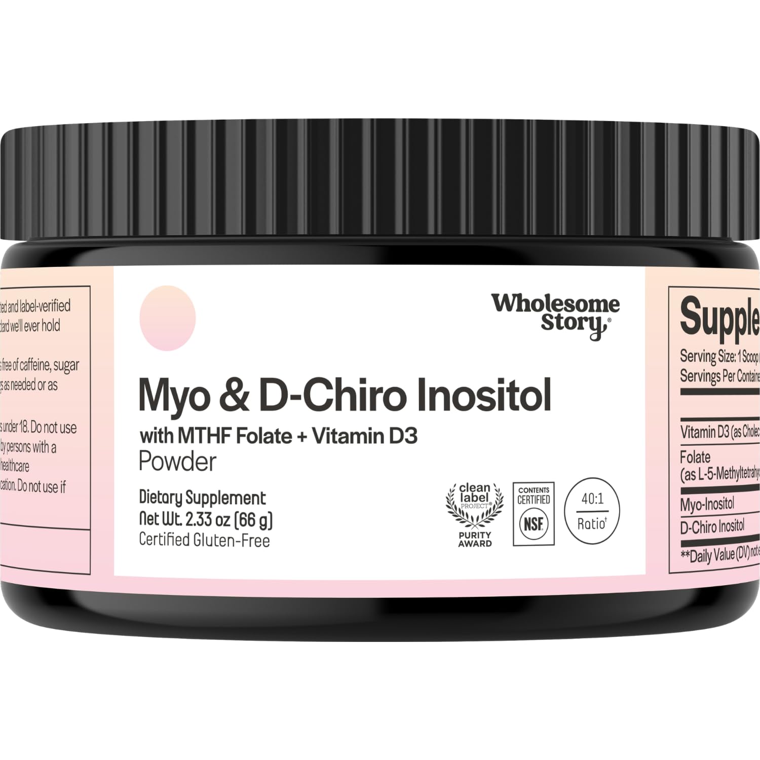 Inositol Supplement Powder with MTHF Folate + Vitamin D3 | Myo-Inositol & D-Chiro Inositol | Hormonal Balance & Healthy Ovarian Support | Vitamin B8 | Alternative to Inositol Capsules | 30 Servings