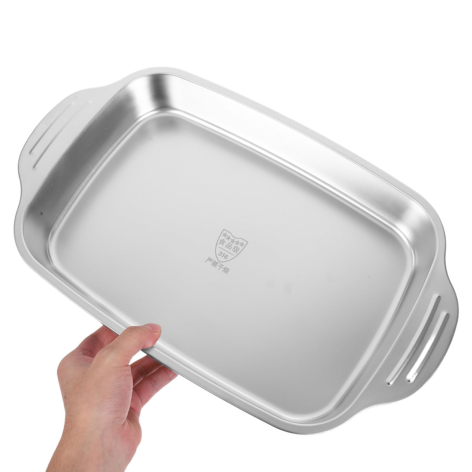 Edelstahl Backblech, rechteckige Fisch Servierplatte für Fisch und Gemüse, antihaft, silber, zum Grillen und Servieren