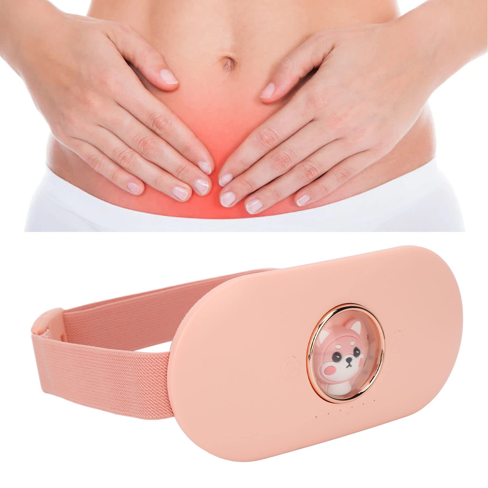 Almohadilla de Calefacción Menstrual, Calambres Menstruales Portátiles, Cinturón de Cintura Calentado, 3 Niveles de Calor y 4 Modos de Masaje de Vibración, Dispositivo de Alivio