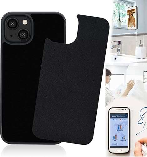 Miniatura 1 de Funda antigravedad para iPhone 15, funda antigravedad negra con succión adhesiva para selfie para iPhone 15 Magic Nano Stick en superficie plana