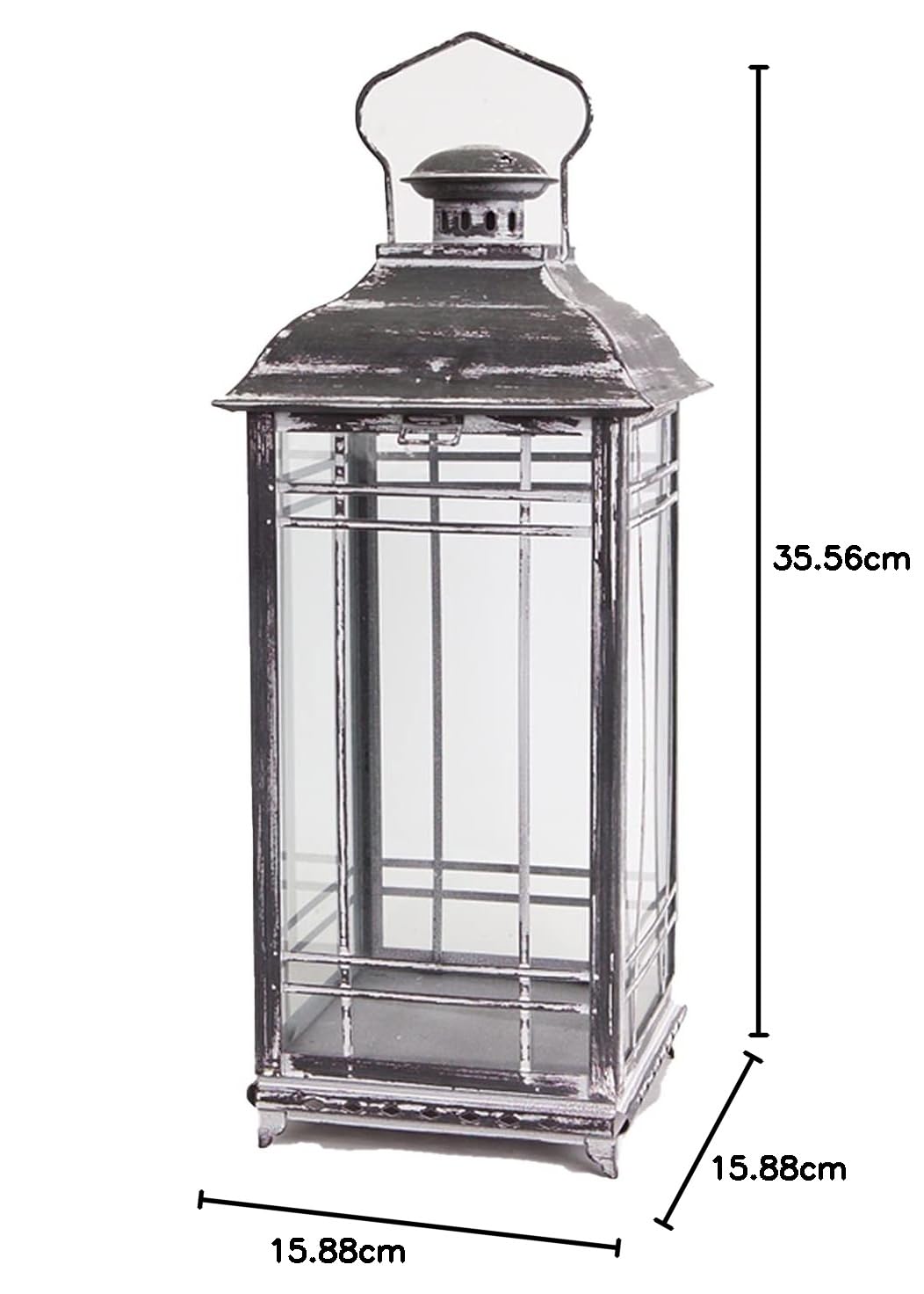 Zestaw 3 białych i grafitowych szarych lampionów świecowych w stylu misji - 35-38-50 cm - Melrose, szary i biały