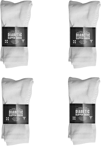 Calcetines para diabéticos, unisex, antideslizantes, para hospital, holgados, con parte inferior de agarre, paquete de 12 unidades, calcetines de