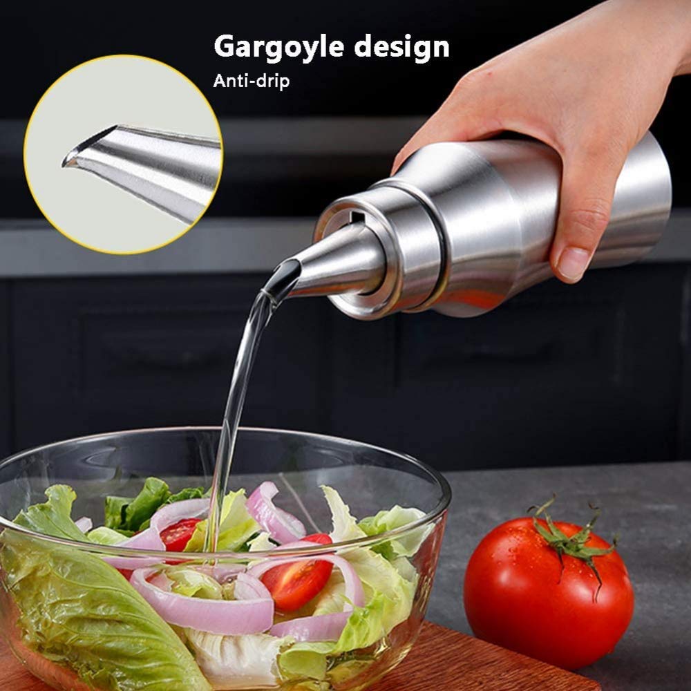 Bottiglia Olio Acciaio Inox Antigoccia 500ml - Dispenser Per Olio E Aceto Con Beccuccio Di Precisione - Foto 2