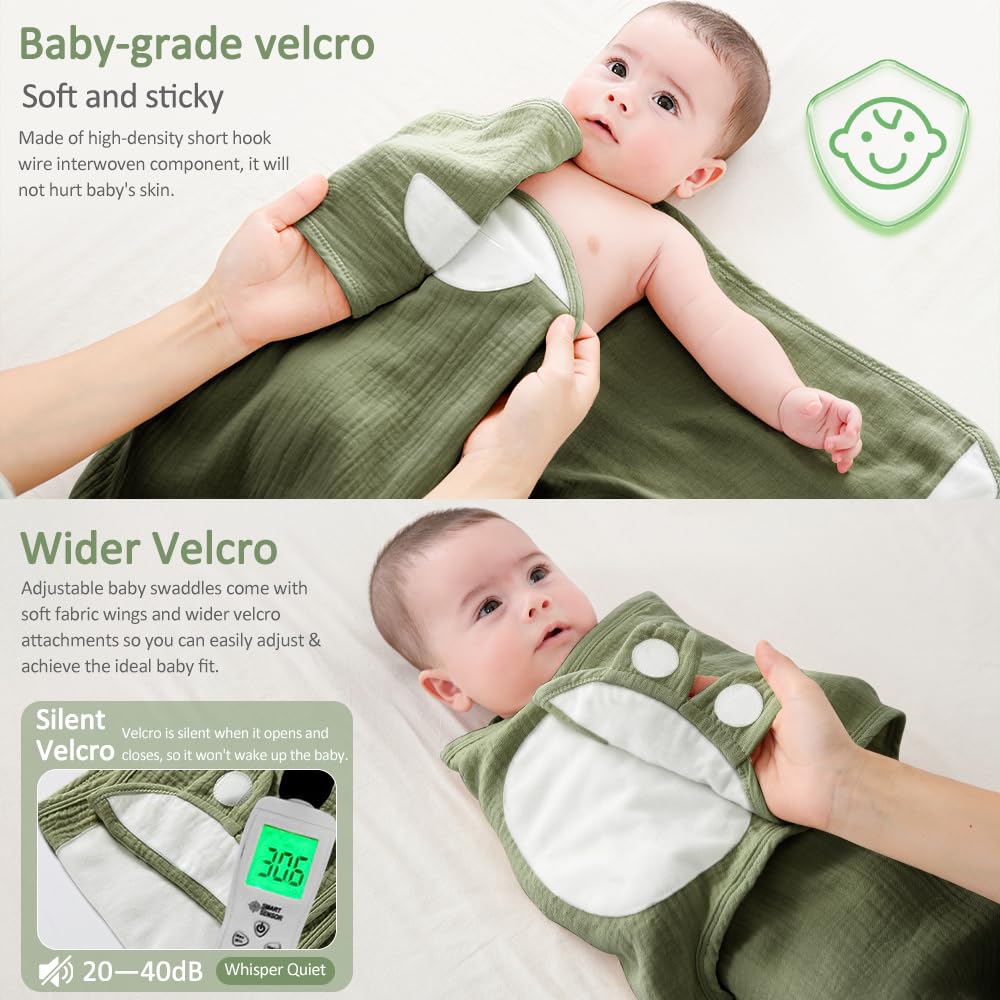HINATAA Baby Swaddle Wrap, Newborn Swaddle Blanket Wrap with Breathable Organic Cotton, Adjustable Swaddle Blanket - Image 4