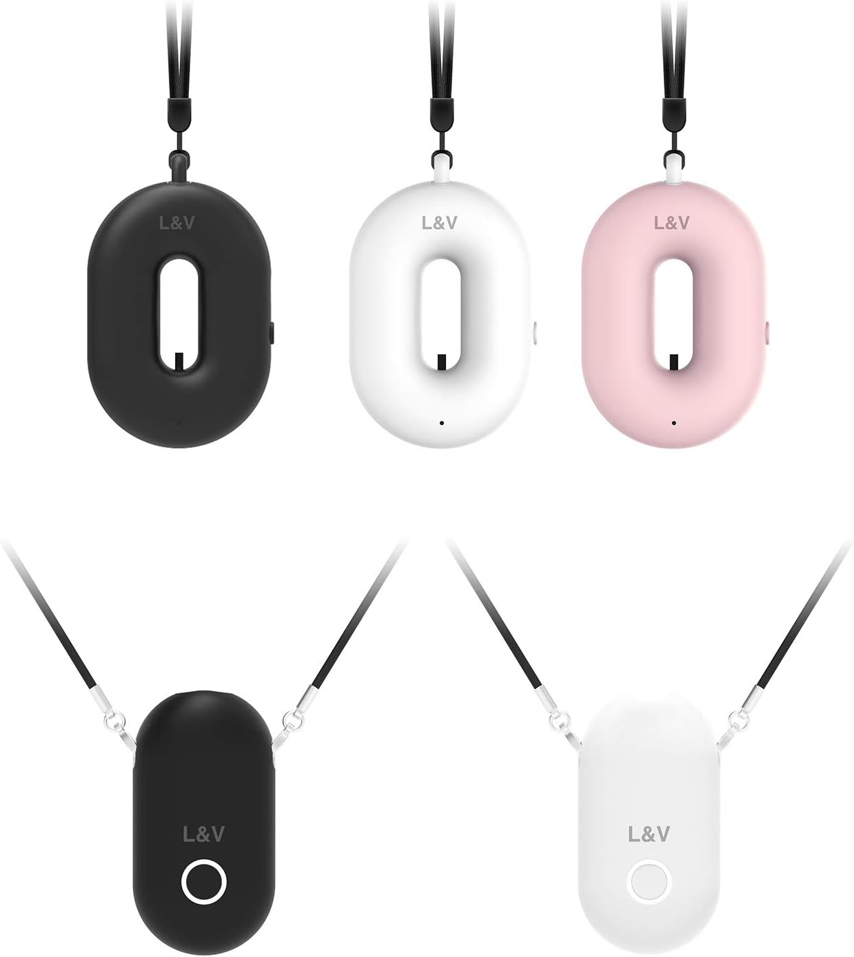 L&VDonut portable Negative Ion, Mini Ionic Neck Air Cleaner Ionizer Purifiers, Small Wearable personal Necklace Air Purifier, low noise for adult and kids, No Radiation For Car,office & home (White)