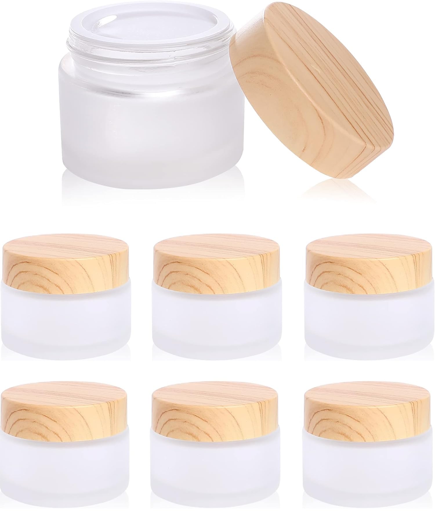 30 Gram/ml Glass Cosmetic Containers with lids，Round Frosted Glass Jars with Leakproof lids,Small Empty Glass Sample Jars for Makeup Lip Scrub Balm Lotions Sample Eye Creams DIY (6pack 30ml)