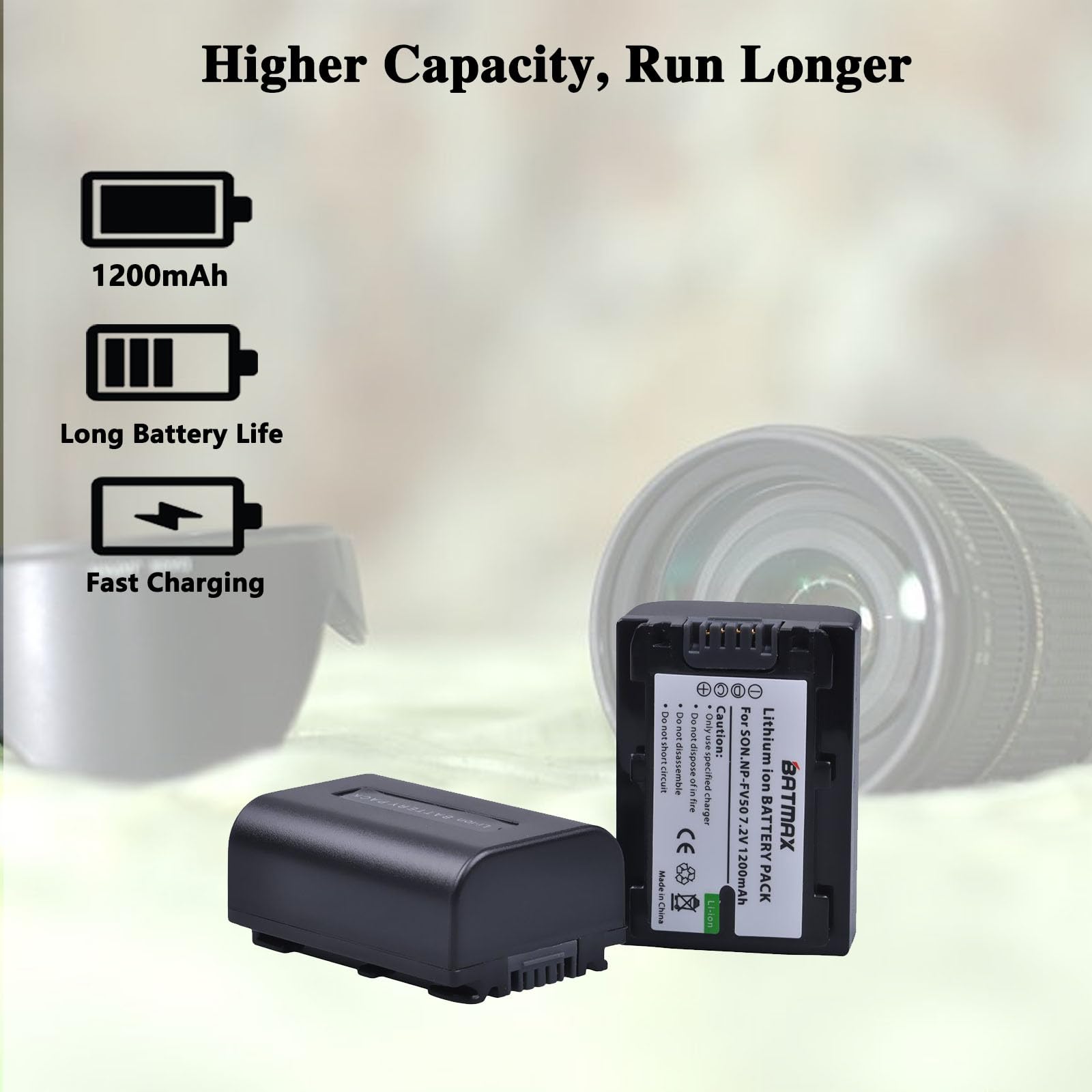 Amazon.com : Batmax 2 Packs Battery + LCD Charger for Sony