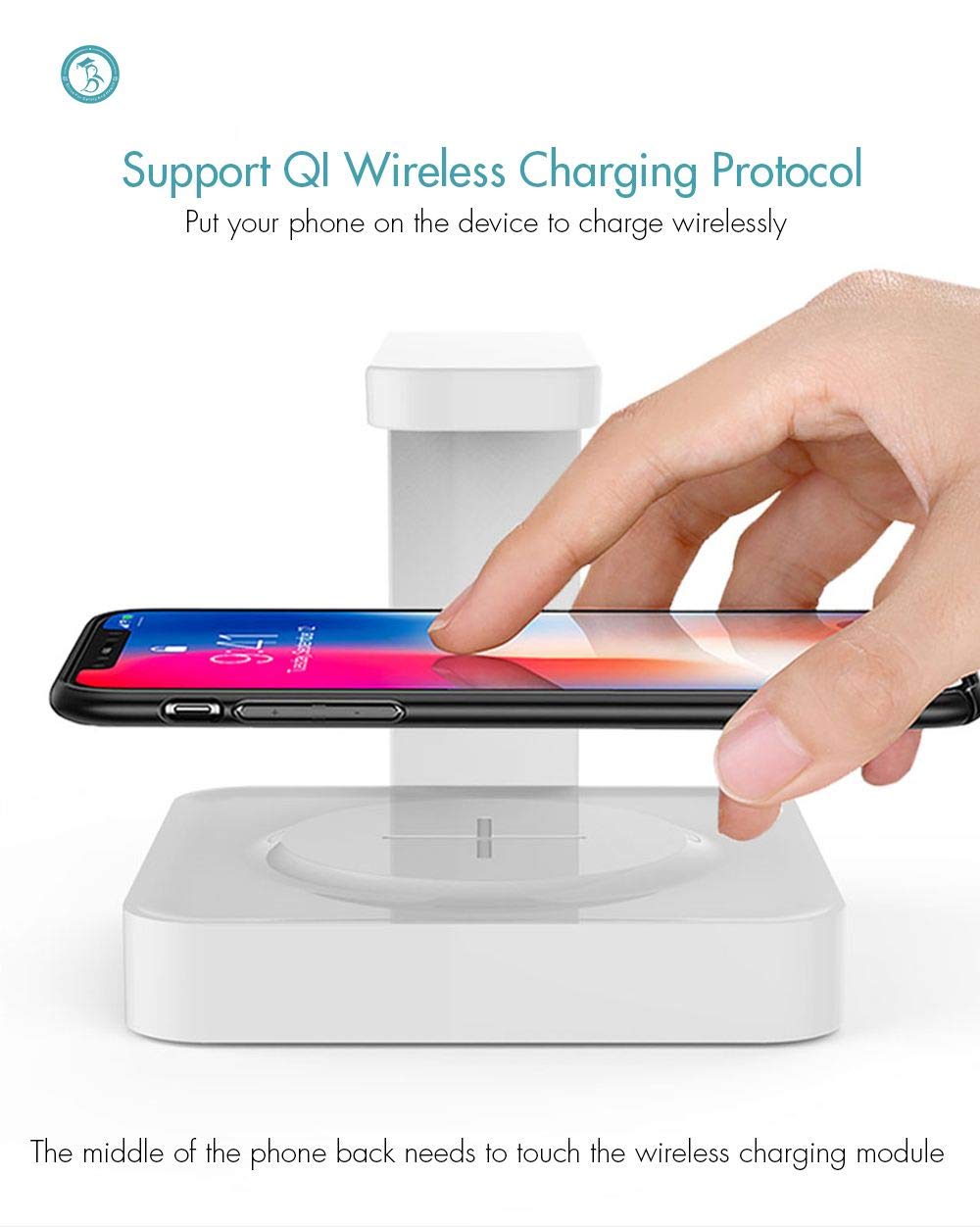 BW Chargeur sans fil Stérilisateur de téléphone portable 2 en 1 Lampe de désinfection UV Stérilisateur Chargeur de téléphone portable