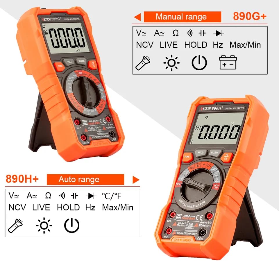 Image of Victor /RuoShui 890H+ /890G+ multimeter Tester Voltage Current Resistance capacitance 1000a Tester(Victor 890H+)