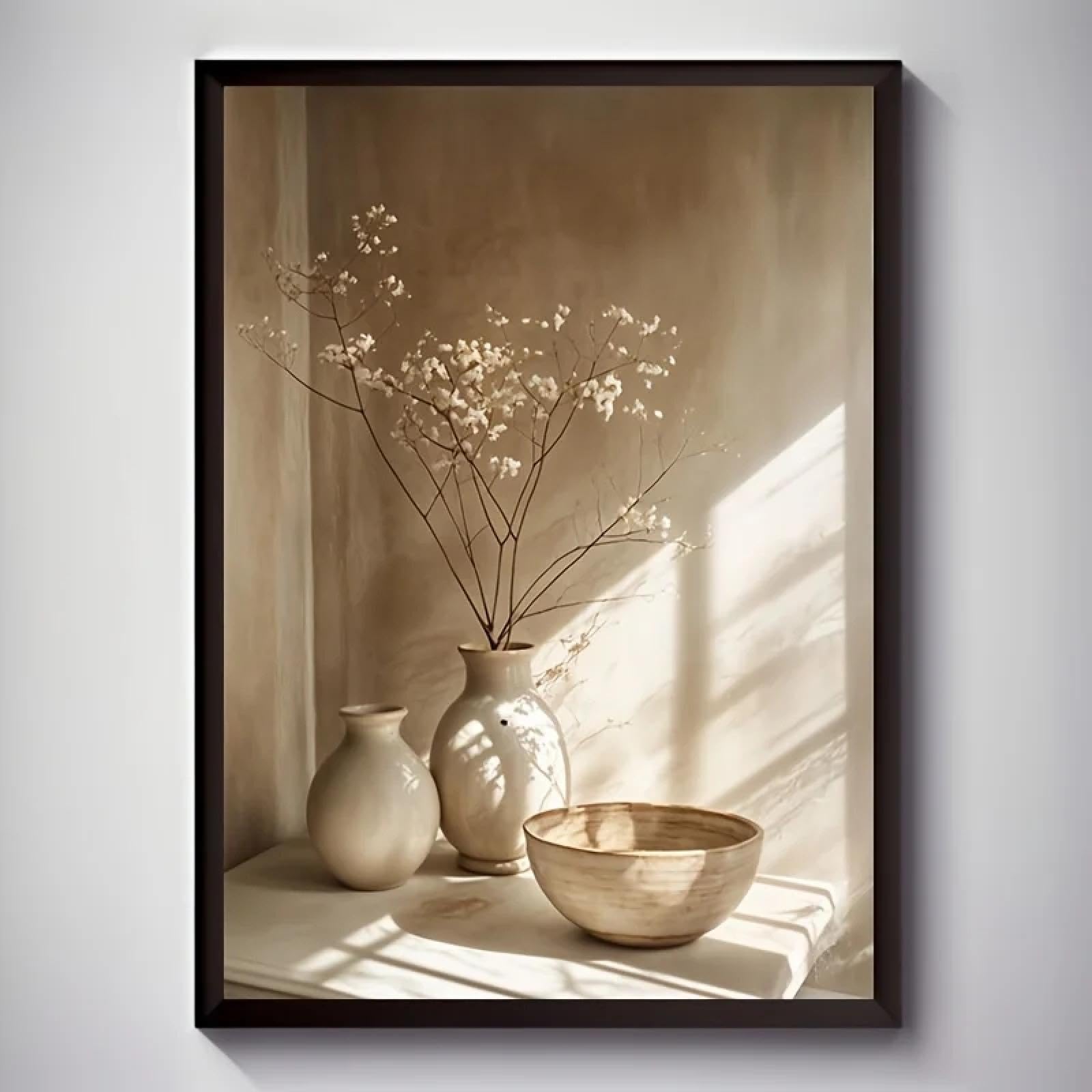 LZJAGXX Retro Floral Vase Canvas Wall Art Print, Modern Abstract Flower Poster for Home Decor, Aesthetic Room Home Wall Decor 70x100cm Framework