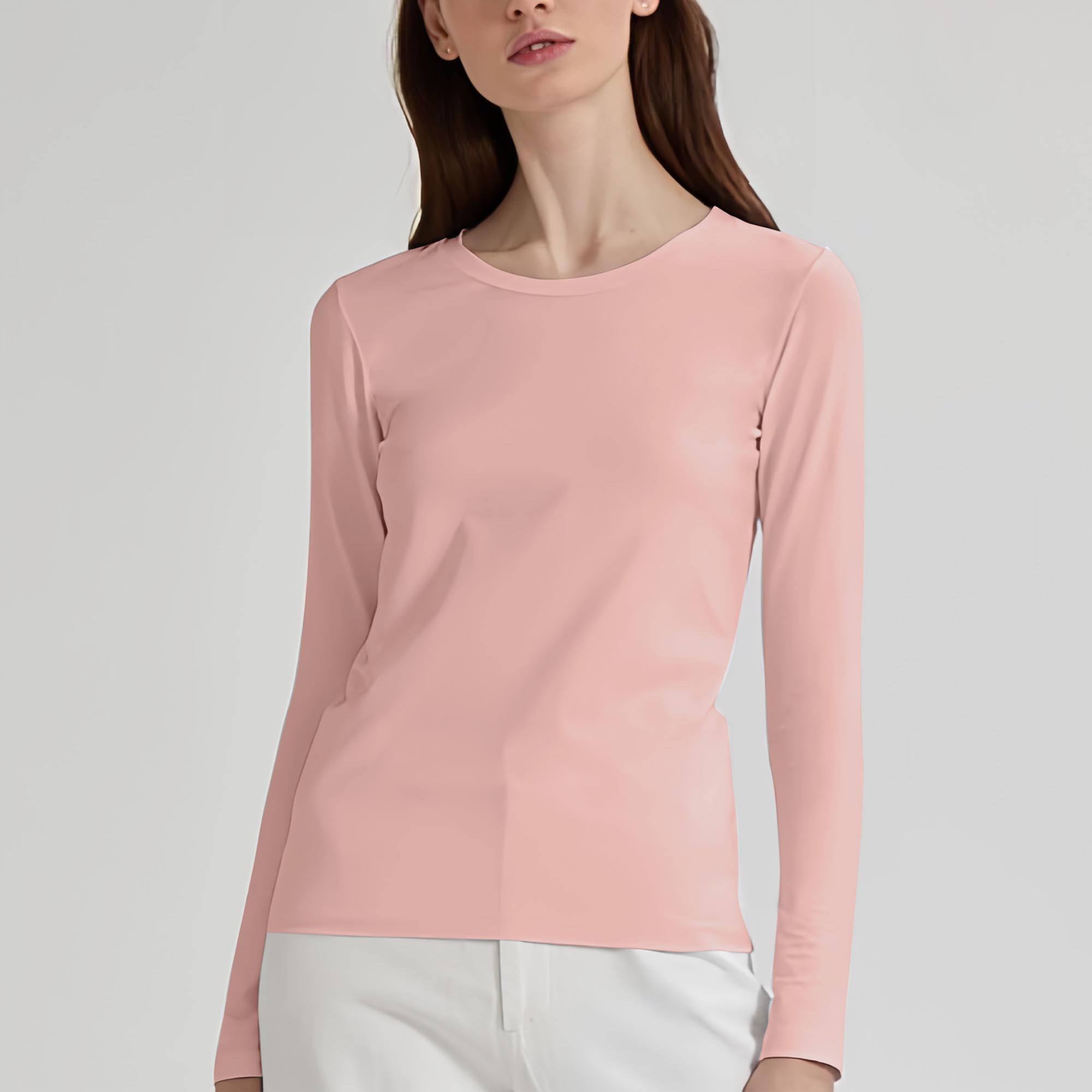 LiKing Maglietta a Maniche Lunghe Donna con Scollo Tondo Cotone 3er Pack 6151