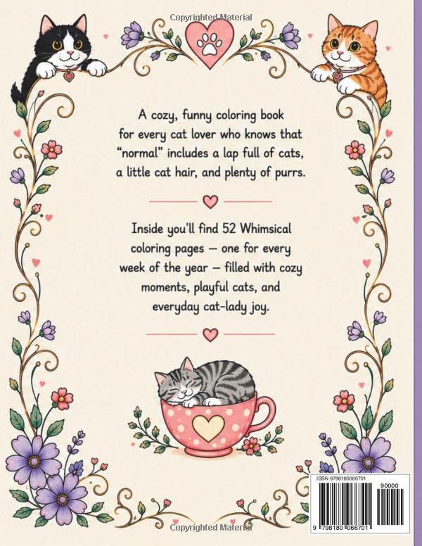 The "Normal" Cat Lady Adult Coloring Book: 52 Whimsical Coloring Pages, One for Every Week of the Year image 3