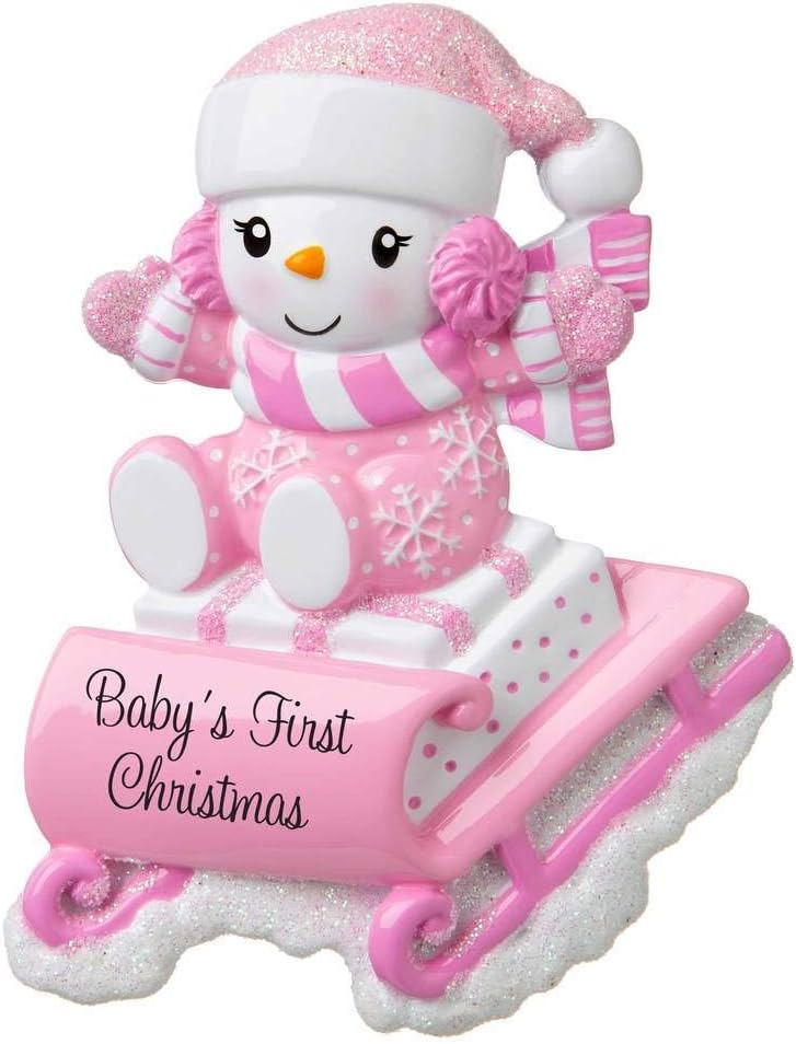 Baby Girl 1st Christmas Ornament and Gift Set Baby Personalized Baby's 1st Christmas Ornament 2025 (Pink Baby Girl)