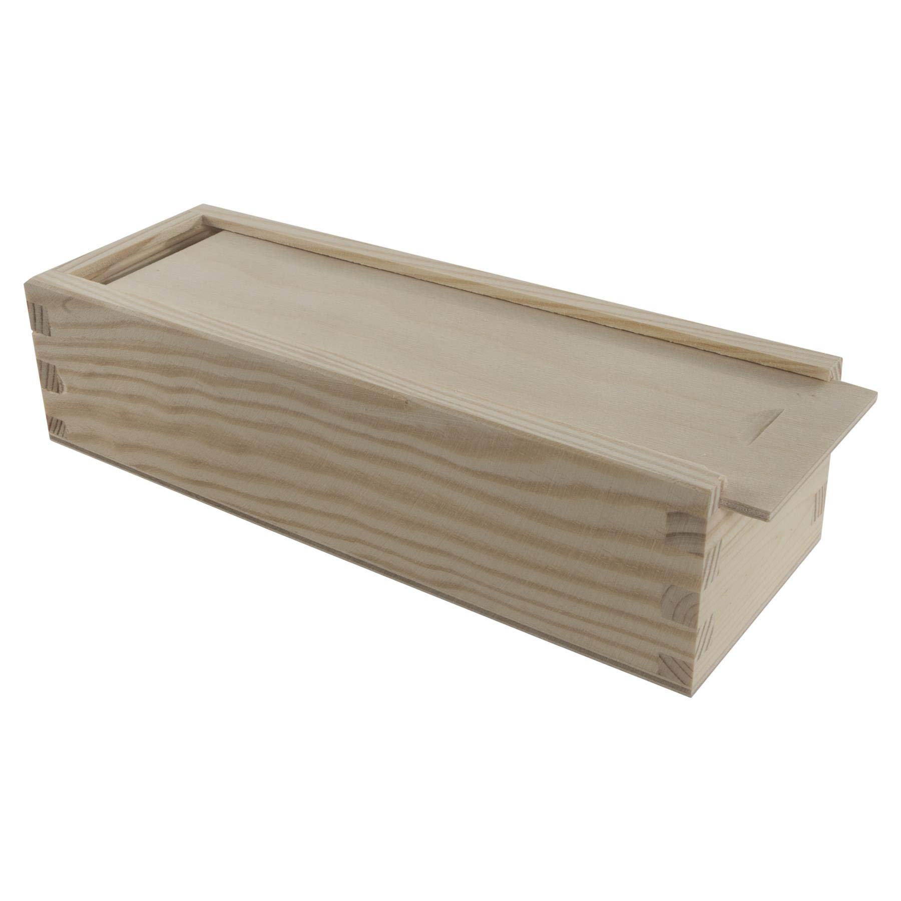 Woodeedoo Natural Wooden Storage Box With Sliding Lid – 23 X 8 X 5.5 Cm – Unfinished Pine Case For Pens Crayons Small Photo Strips Diy Crafts Personalised Gift Keepsake Or Desk Organiser