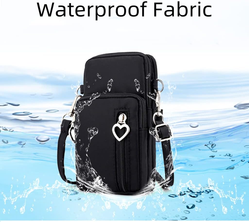 JUMISEE 3-Layers Crossbody Bag Cellphone Pouch Armband Wallet Nylon Smartphone Purse - Image 3