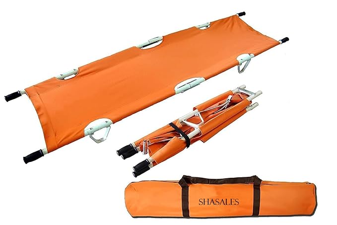 SHASALES Foldable Soft Stretcher with Double fold Portable Stretcher for Emergency Hospital & Medical Patient Transport Stretcher with Handle & Carrying Case & Carry Bag