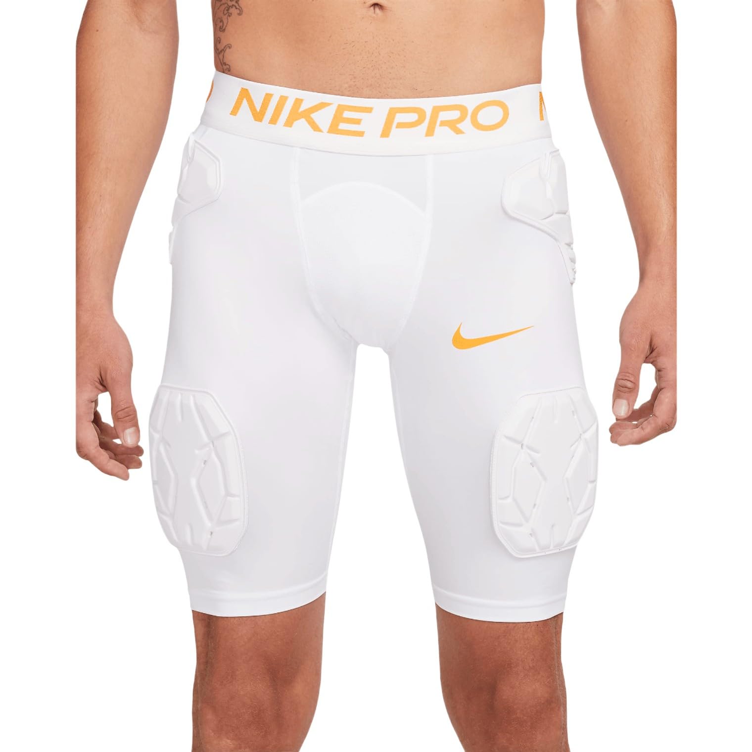 Nike Men's Pro Hyperstrong Padded Football Shorts (US, Alpha, XX-Large, Regular, Regular, White/Gold)