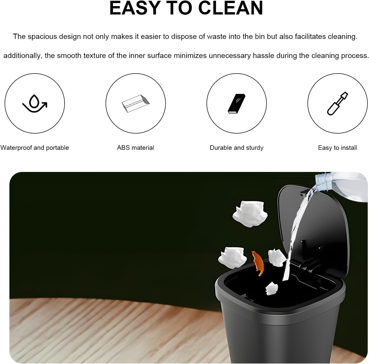 Car Trash Can with Lid, Portable Auto Cup Holder Garbage Bin with 30 Trash Bags, Multipurpose Mini Rubbish Can Storage Organizer for Vehicle Office Home, Car Accessories