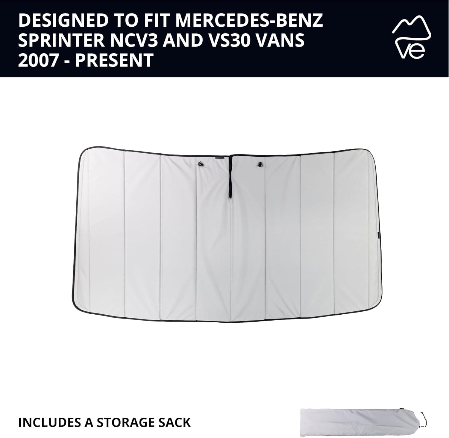 VanEssential Insulated Magnetic Blackout Front Windshield Cover Designed for Mercedes-Benz NCV3/VS30 (Van Years 2007 to Current) - Cool Gray