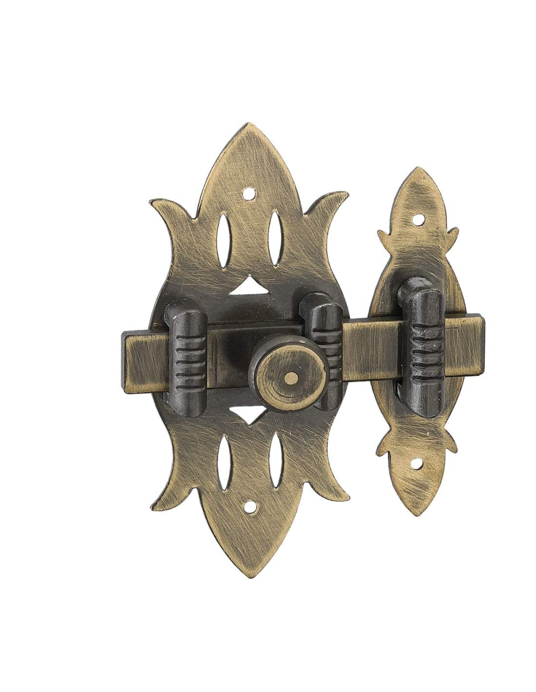 THIRARD - Verrou De Meuble Rustique - Fer Noir - Platine Acier - Gâche Acier - Pêne Plat Coulissant - Pour Portes De Meubles - Bouton Rond - 40 X 130 Mm - Noir