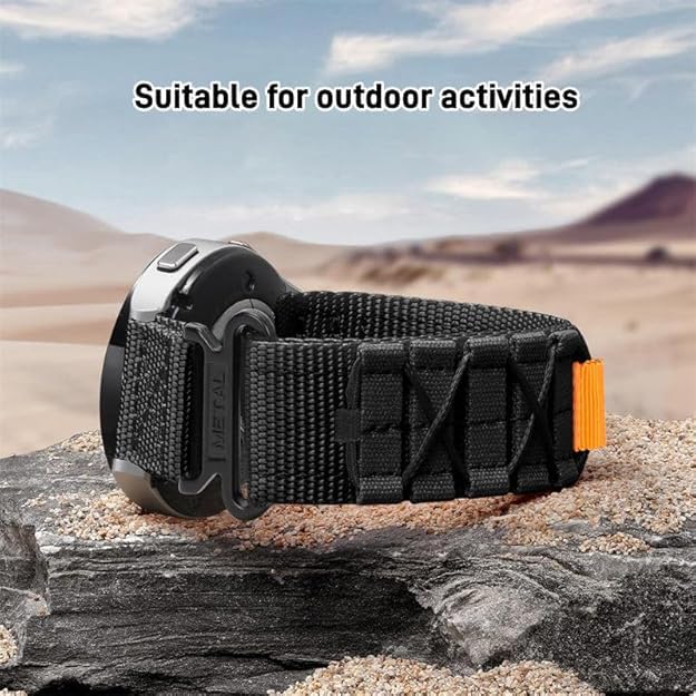 Image of YODI 22mm Strap Band Compatible with Noise Colorfit Pro 6 Max /Halo 1.43, Samsung Galaxy Watch 3 (45mm) / Watch (46mm) Smartwatch Only, Nylon Sturdy Classic Straps (Rugged-Black)